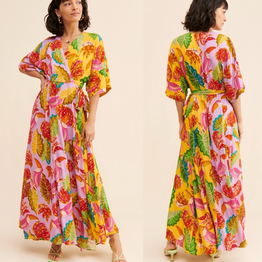 Farm Rio Beaks & Bananas Maxi Dress